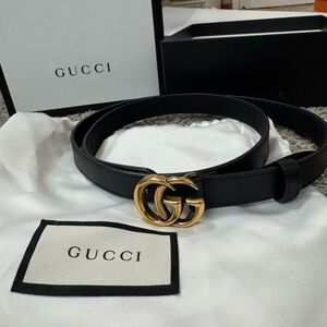 Gucci Black Belt with Gold Double G Buckle